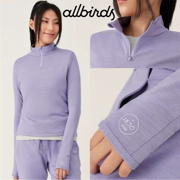 allbirds Tops - NEW WITH TAGS allbirds Purple Hush Natural Run Mid Layer Quarter Zip Top Small